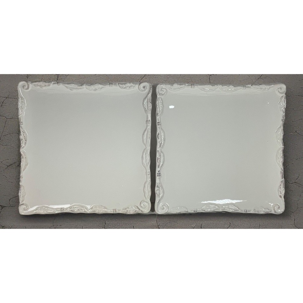 2 American Atelier Bianca Wave Salad Plates‎